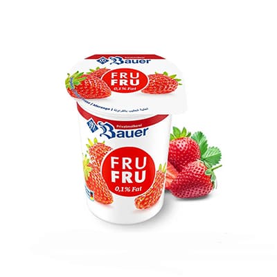 Йогурти TM Bauer в асортименті (полуниця, персик-маракуя) 0,1%
