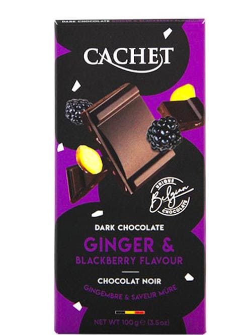 Шоколад Cachet чорний 57% з імбирем та ожиною